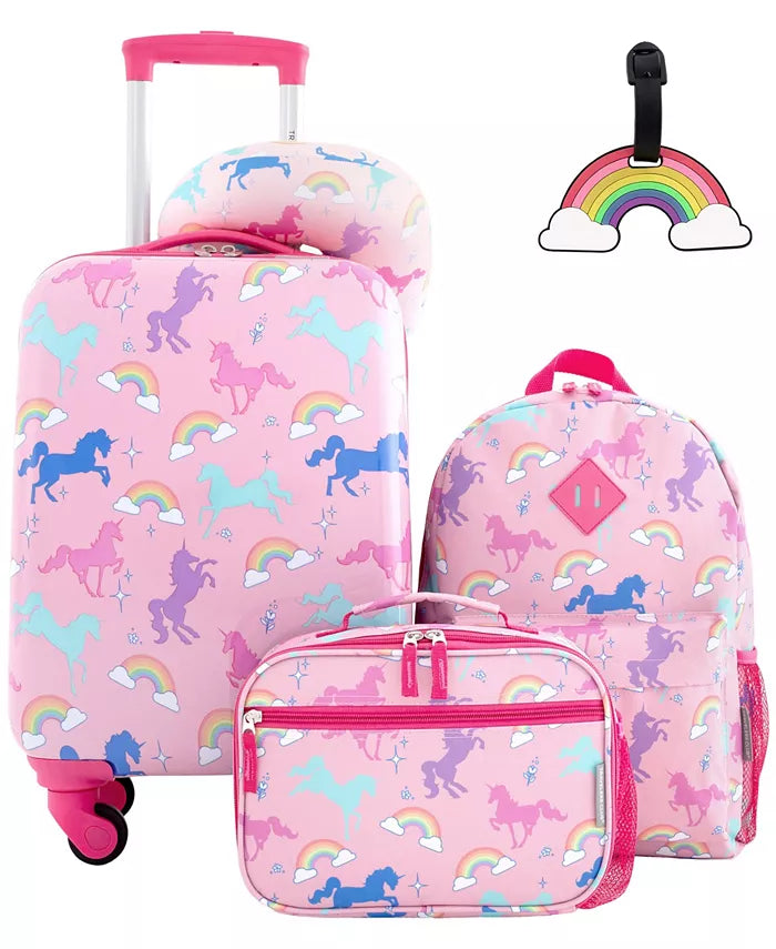 Travelers Club Kids 5 Piece Travel Luggage Set Rainbow Unicorn Irv s Luggage
