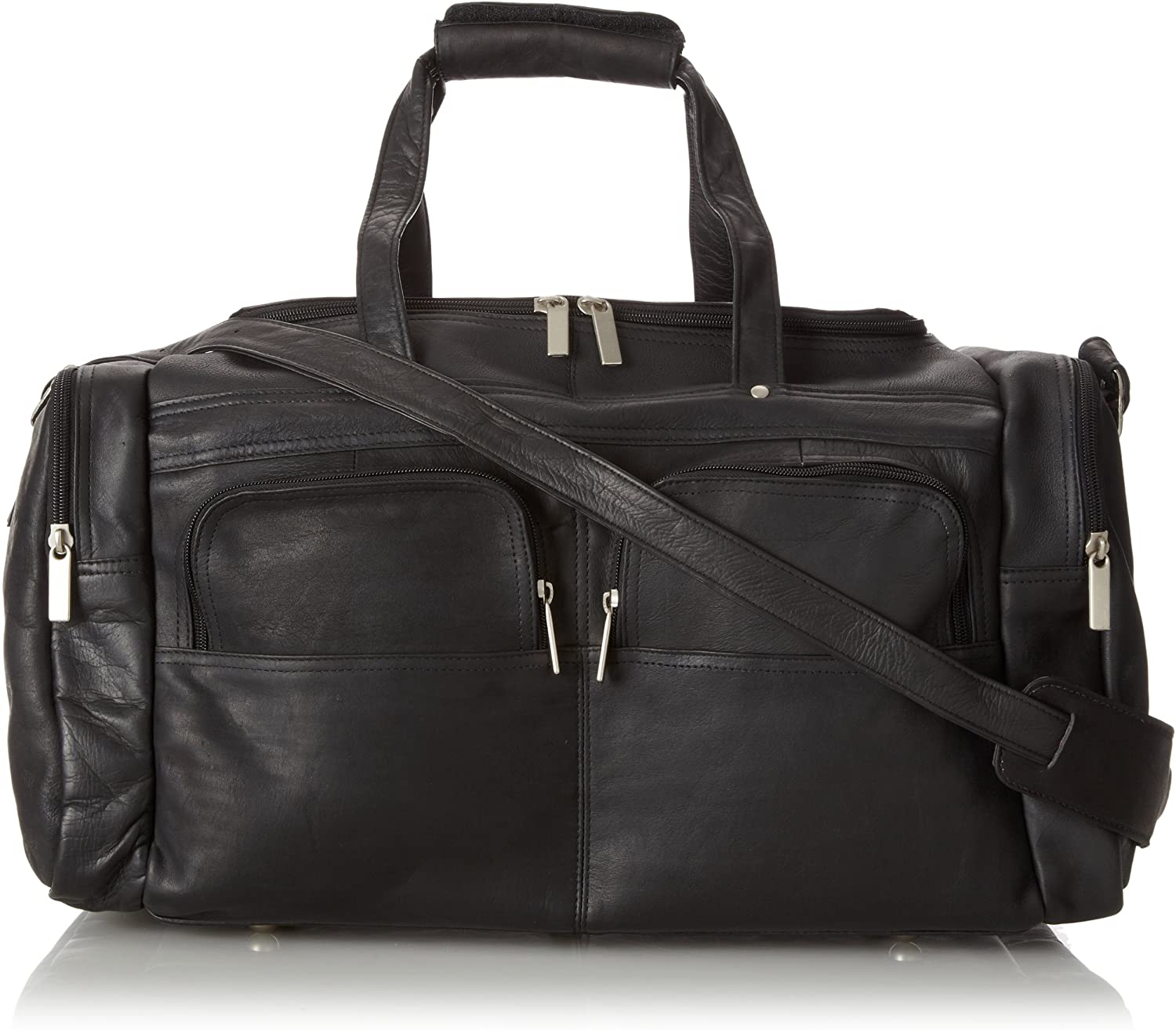 david king multi pocket leather backpack David King Multi Pocket 19″ Sport Leather Duffel – Black