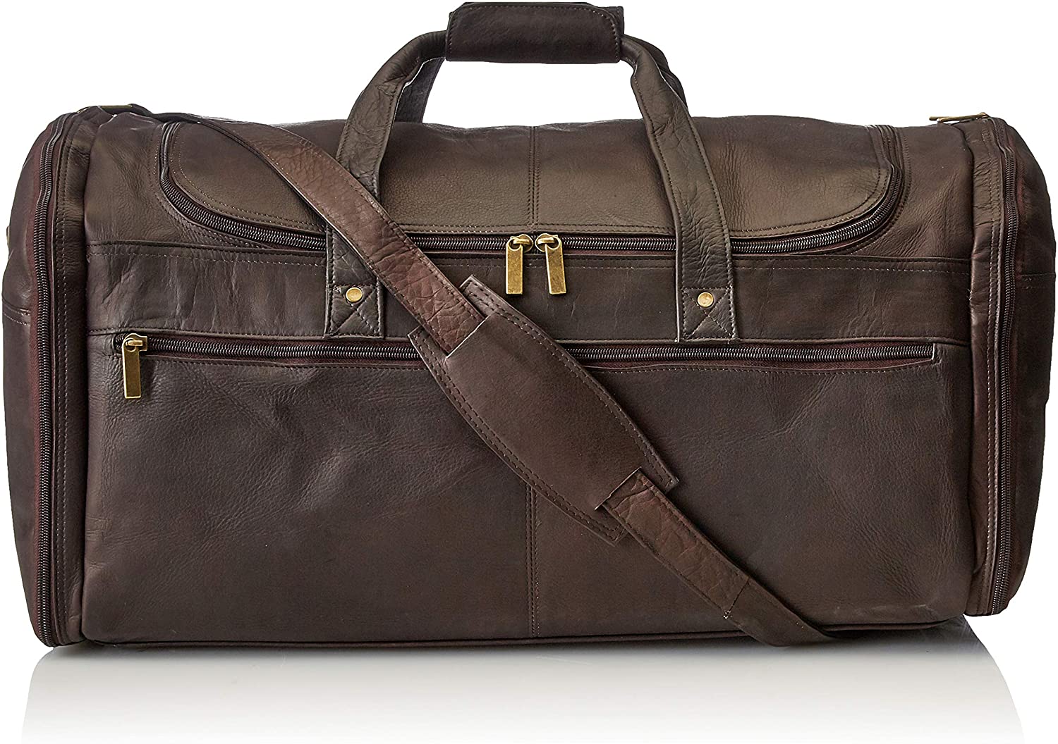 david king multi pocket leather backpack David King Deluxe Extra Large 22.5" Multi Pocket Leather Duffel