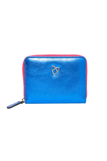 Patent of Heart Bella Leather Mini Wallet Metallic Blue – Irv's