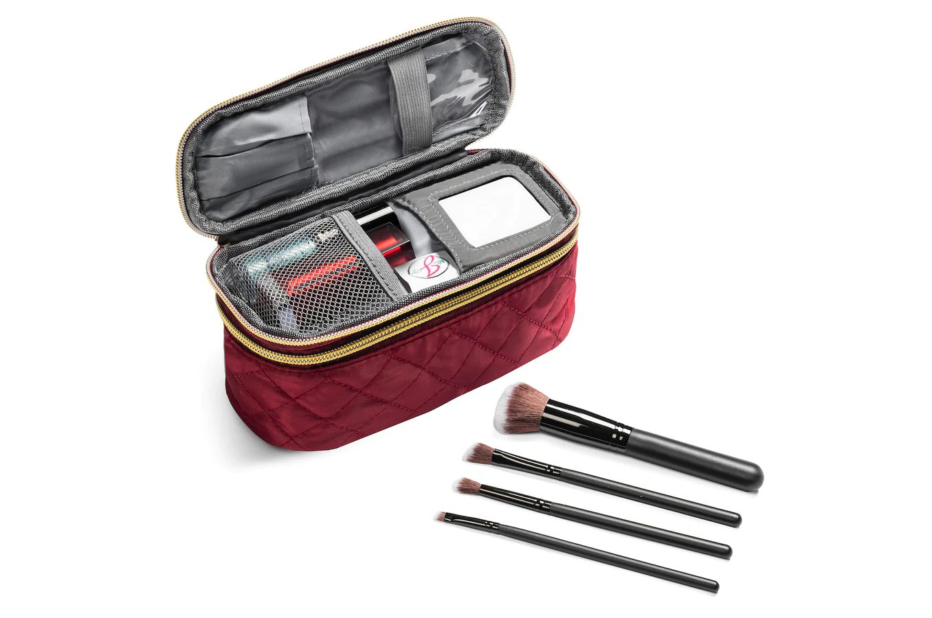 high quality makeup travel bag Ms. Jetsetter Travel Makeup Case With Mirror and Travel-Sized Makeup  Brushes