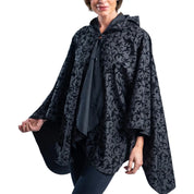 RainCaper Black Velvet Swirls Rain Travel Cape