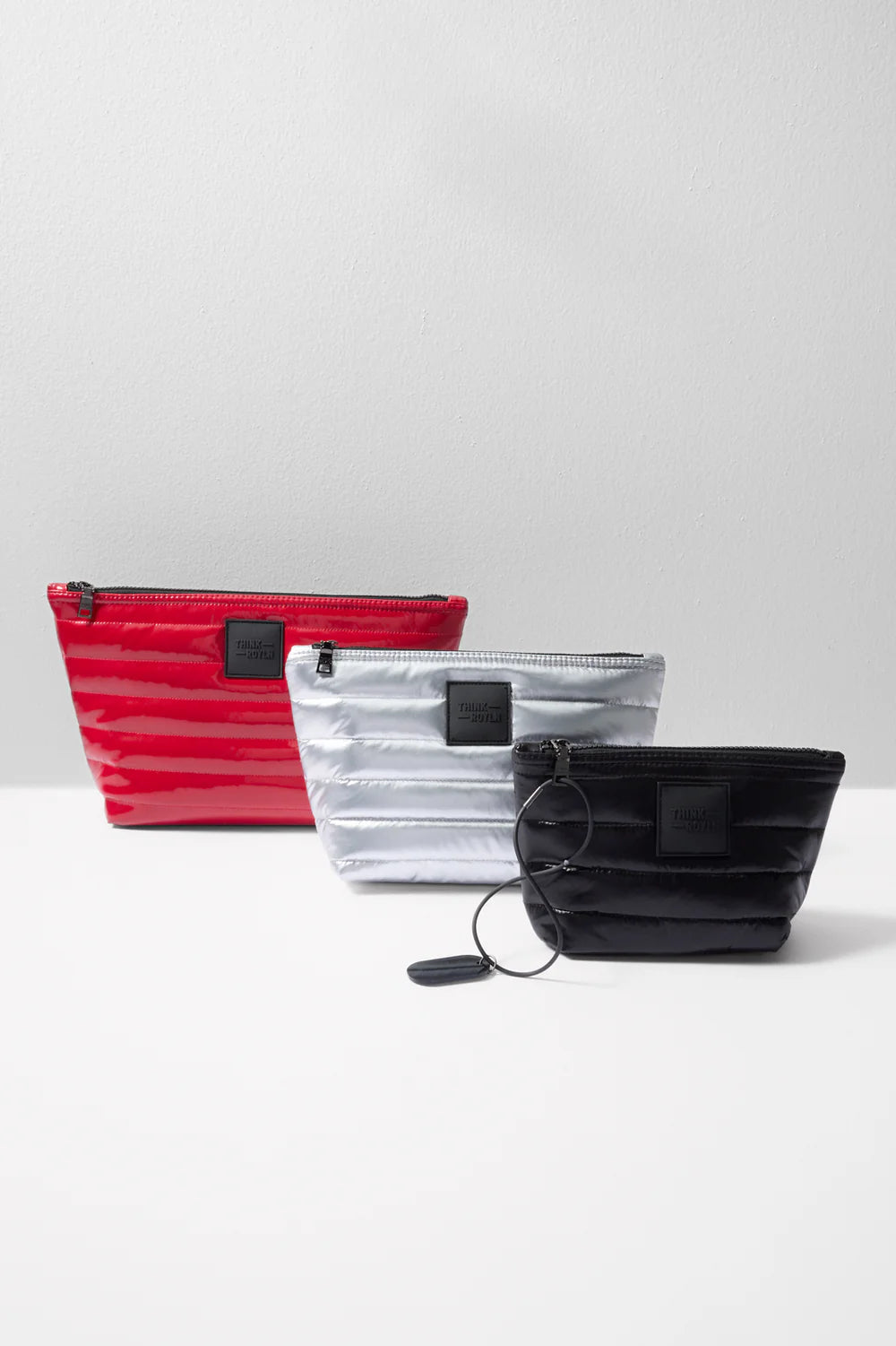 Think Royln Travel Trio Organizational Pouches Set of 3 - Lipstick/Black/Silver