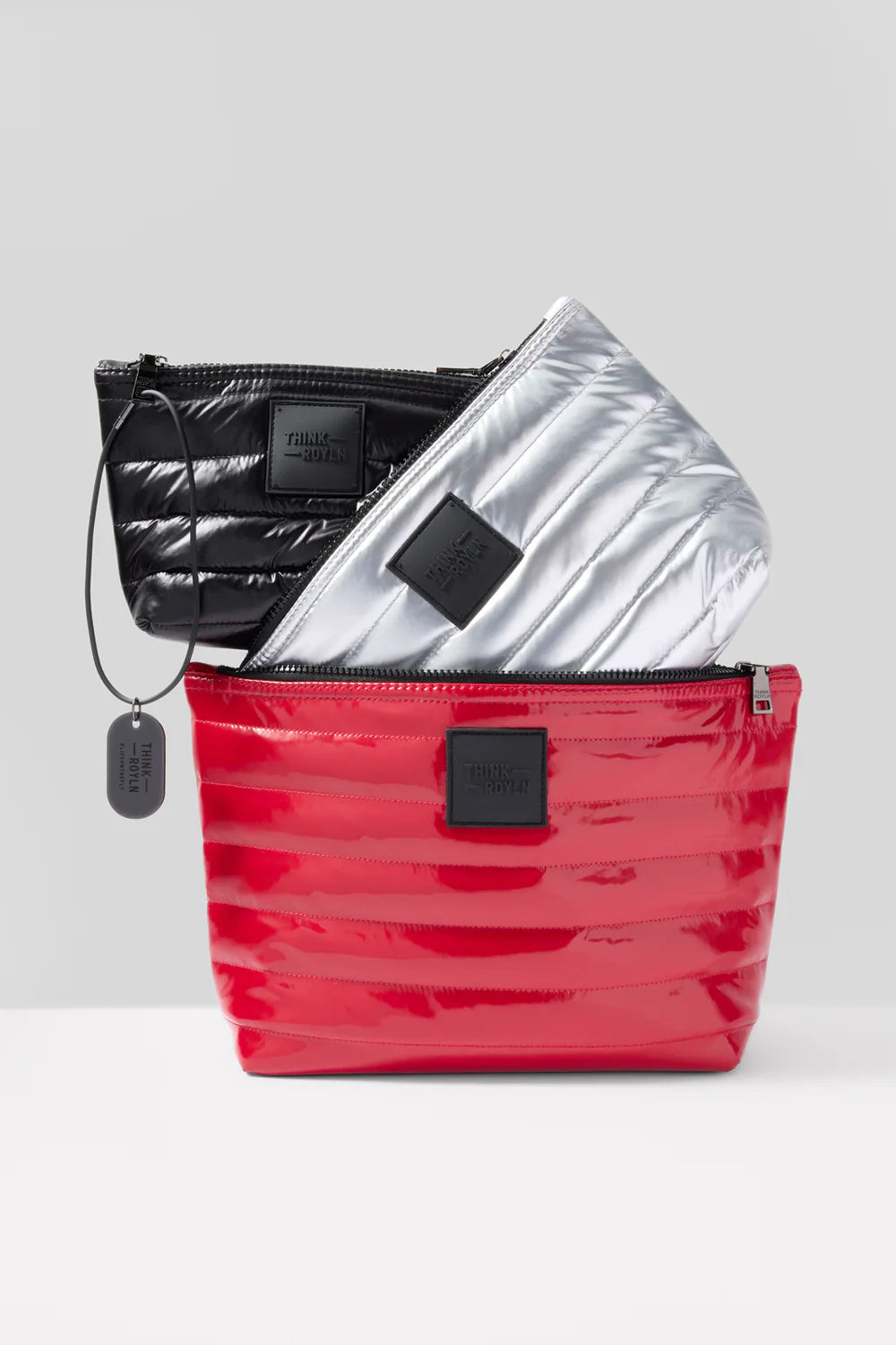 Think Royln Travel Trio Organizational Pouches Set of 3 - Lipstick/Black/Silver