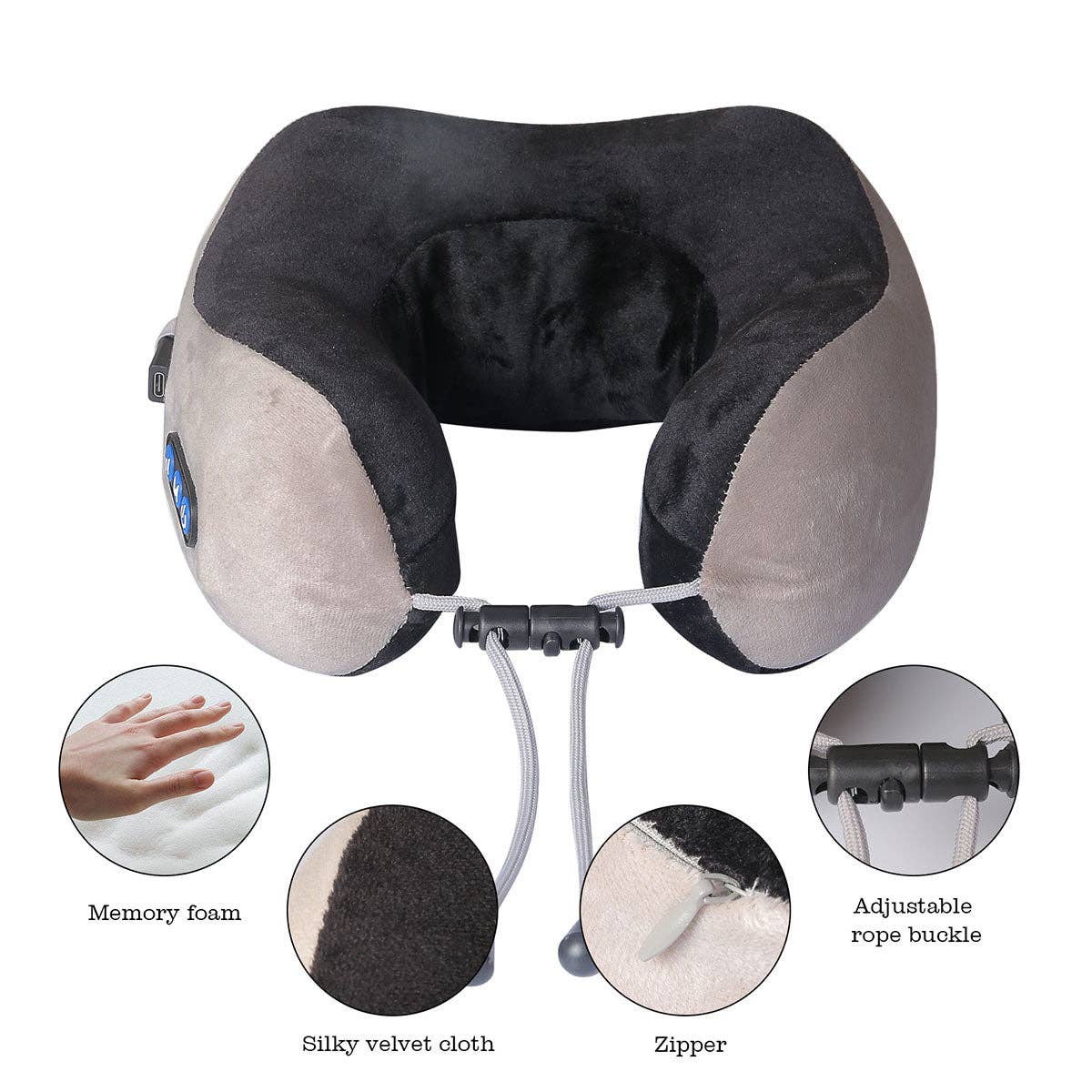 Zummy Rechargeable Neck Pillow Massager - Black