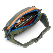 Cotopaxi Allpa X 1.5L Hip Pack - Fatigue Top view of zippered pocket