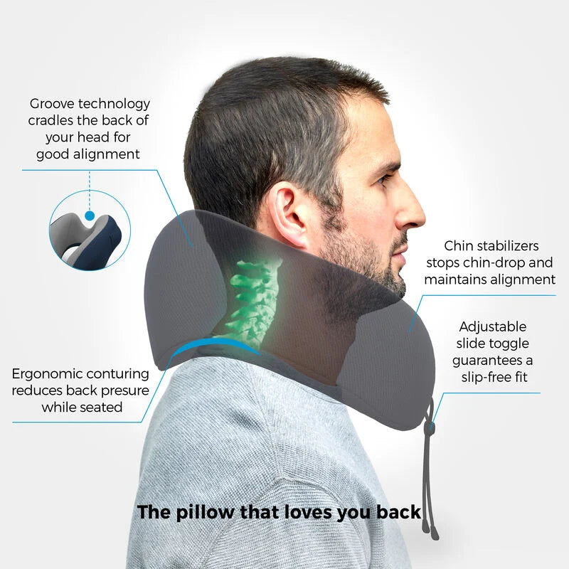 Travelon Transit Premium Neck Pillow - Navy/Gray