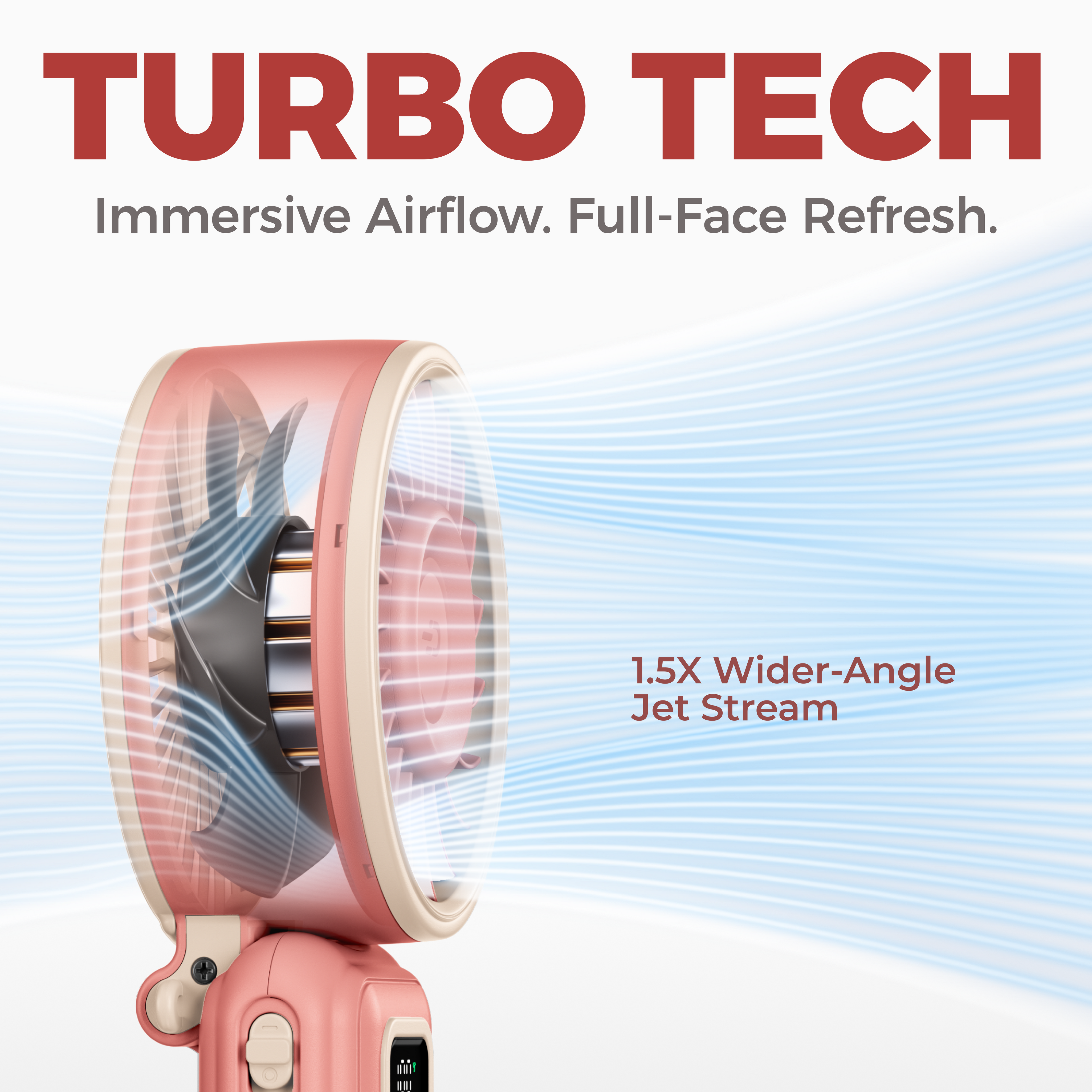 DiveBlues Turbo Wind Handheld Fan, Blow Dryer Power - Pink