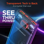 Hypergear 10,000mAh ClearCharge Transparent Fast Charge Power Bank with 20W USB-C PD