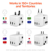Hypergear WorldCharge Universal Travel Adapter with USB-C - White