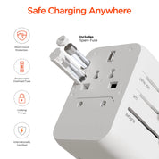 Hypergear WorldCharge Universal Travel Adapter with USB-C - White