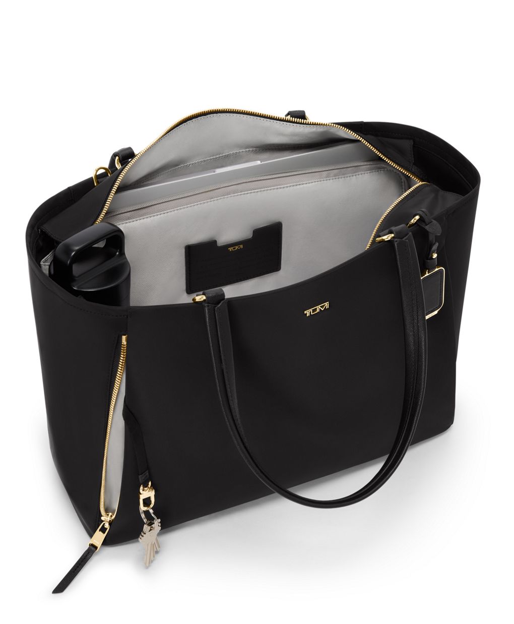 TUMI Voyageur Valetta Large Tote - Black/Gold