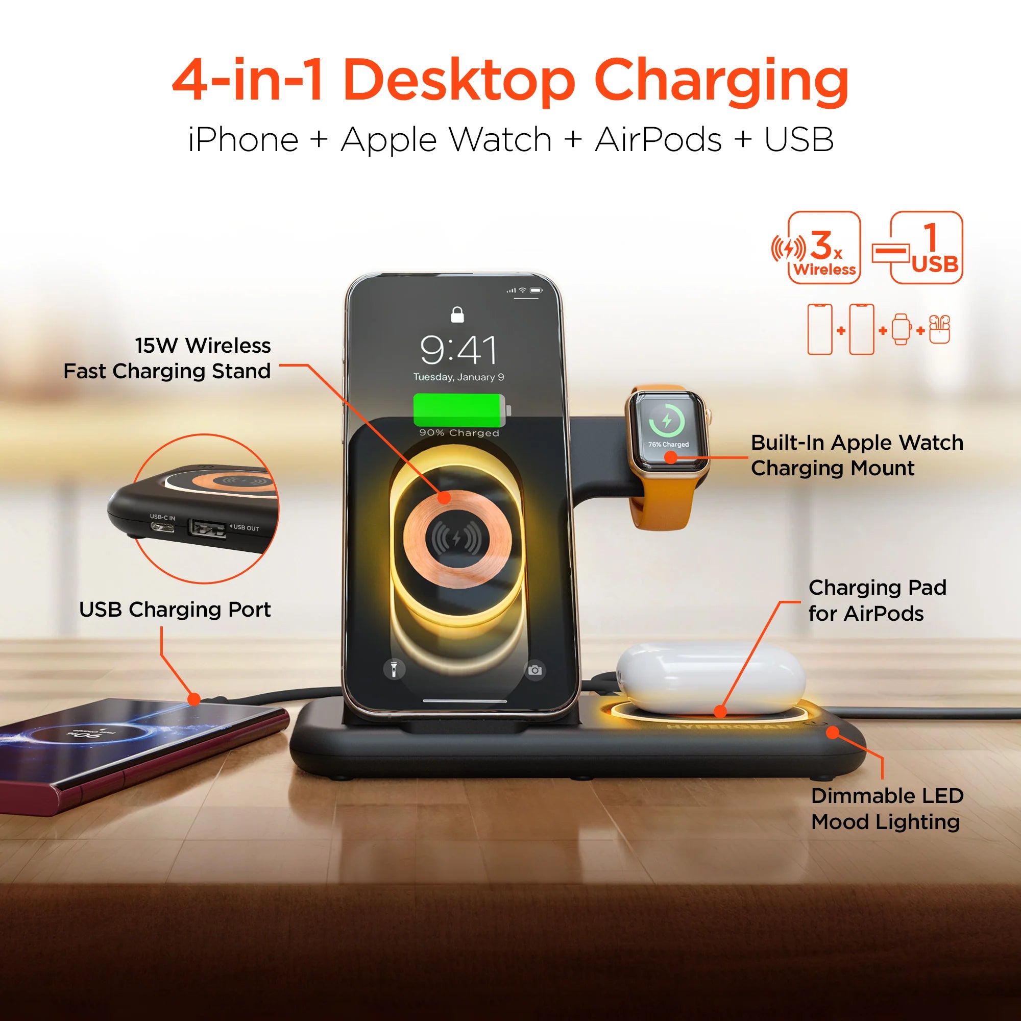 Hypergear In Wireless Charging Station Apple HyperGear PowerFold X