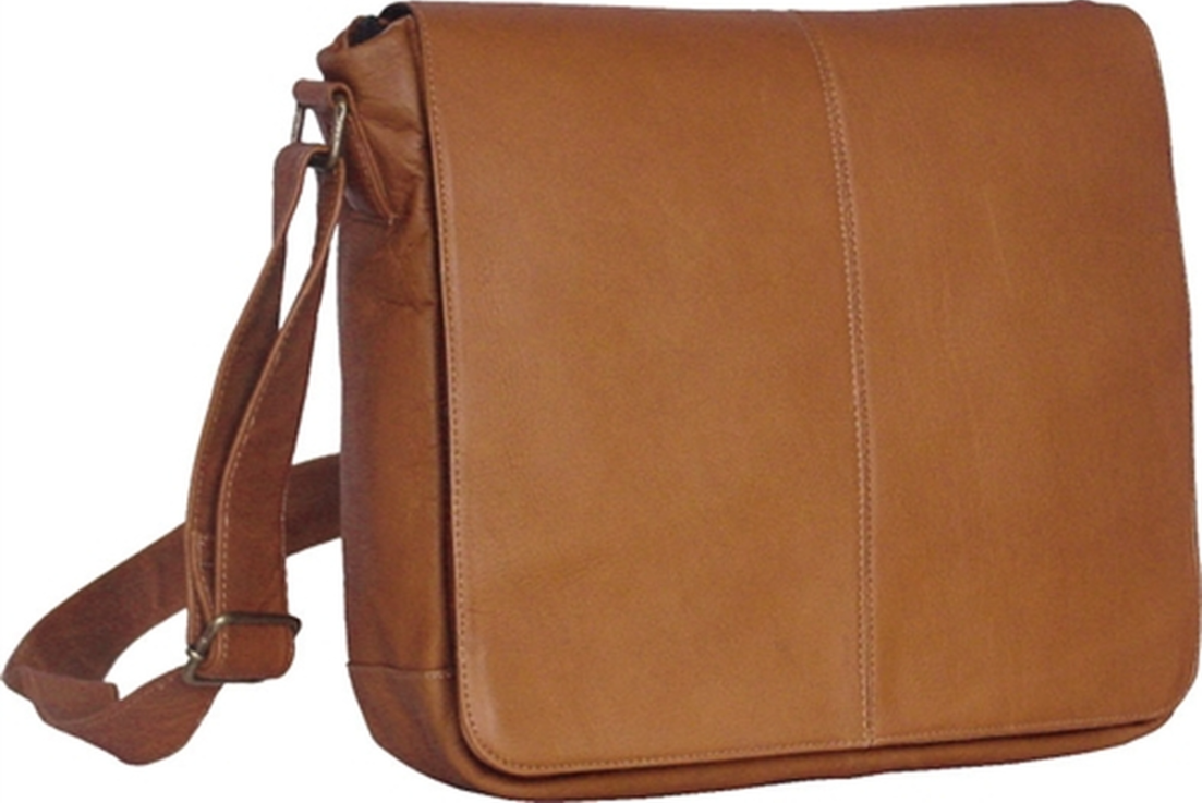 David King Leather Full Flap Laptop Messenger Bag