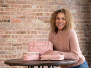 Ms. Jetsetter Hanging Quilted Toiletry Bag - Rose Gold