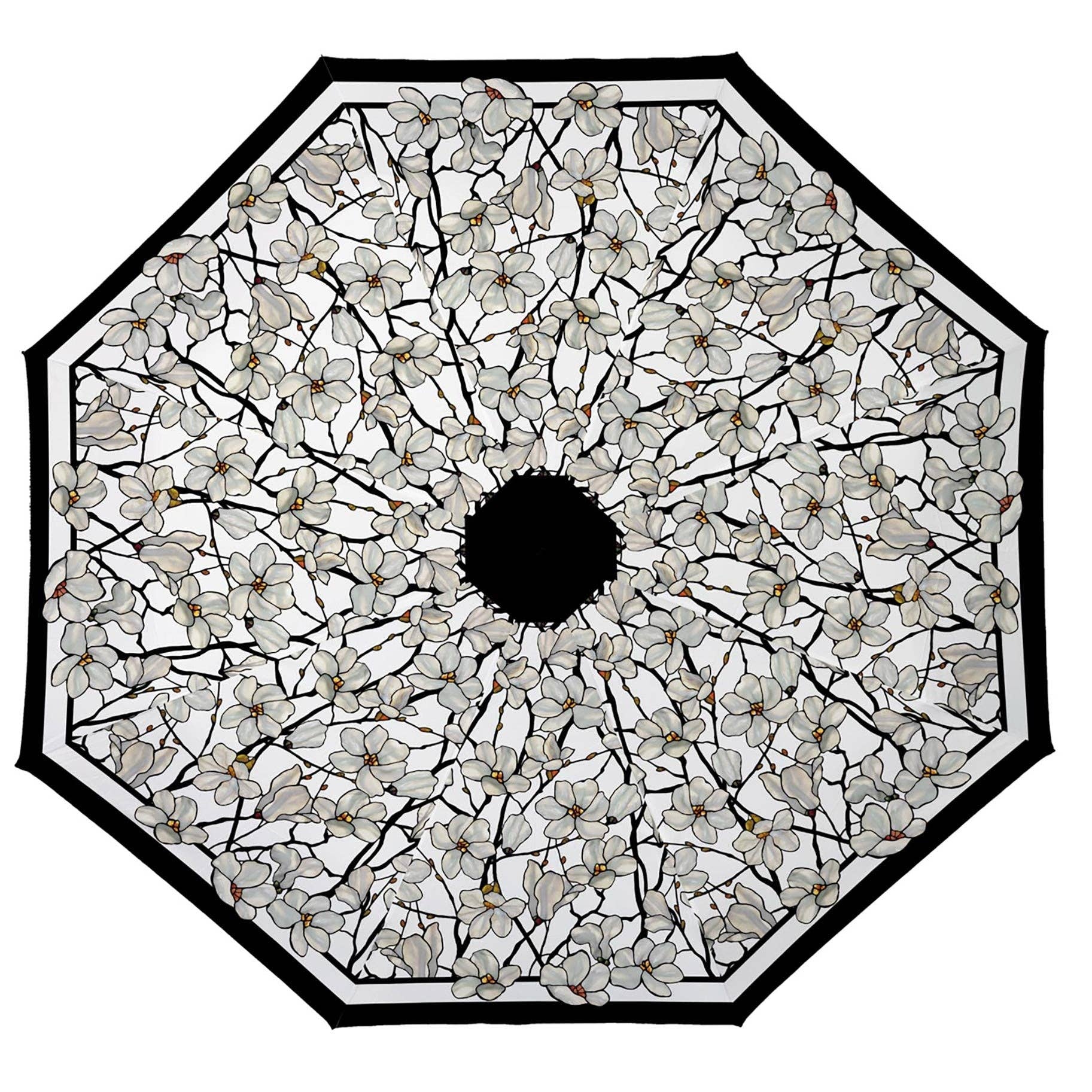 RainCaper Tiffany Magnolia Travel Umbrella – Compact, One-Touch Open & Close