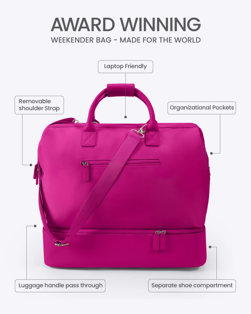 NOBL Travel Drop Bottom Weekender Bag - Hot Pink