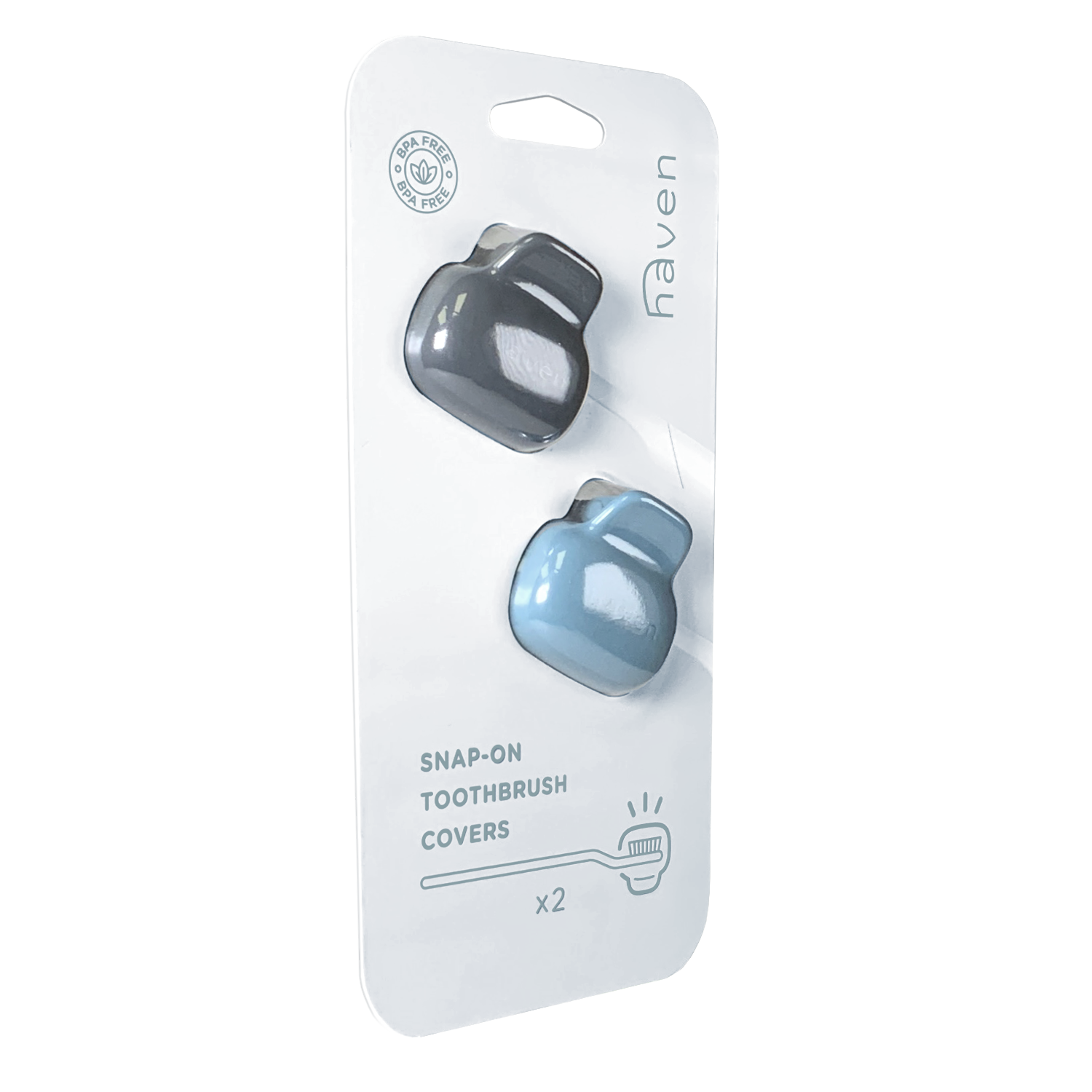 Haven Toothbrush Cover 2-Pack: Gray & Teal