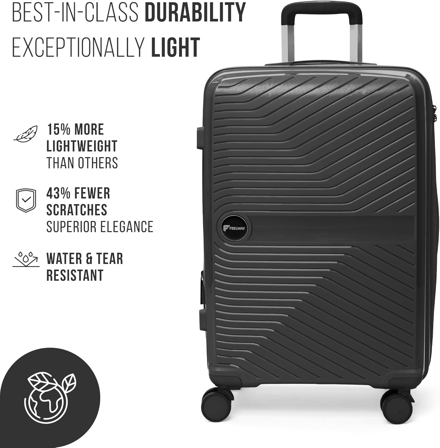 Feelway Luggage 20" Expandable Carry On - Black