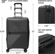 Feelway Luggage 20" Expandable Carry On - Black