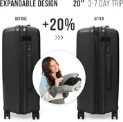 Feelway Luggage 20" Expandable Carry On - Black