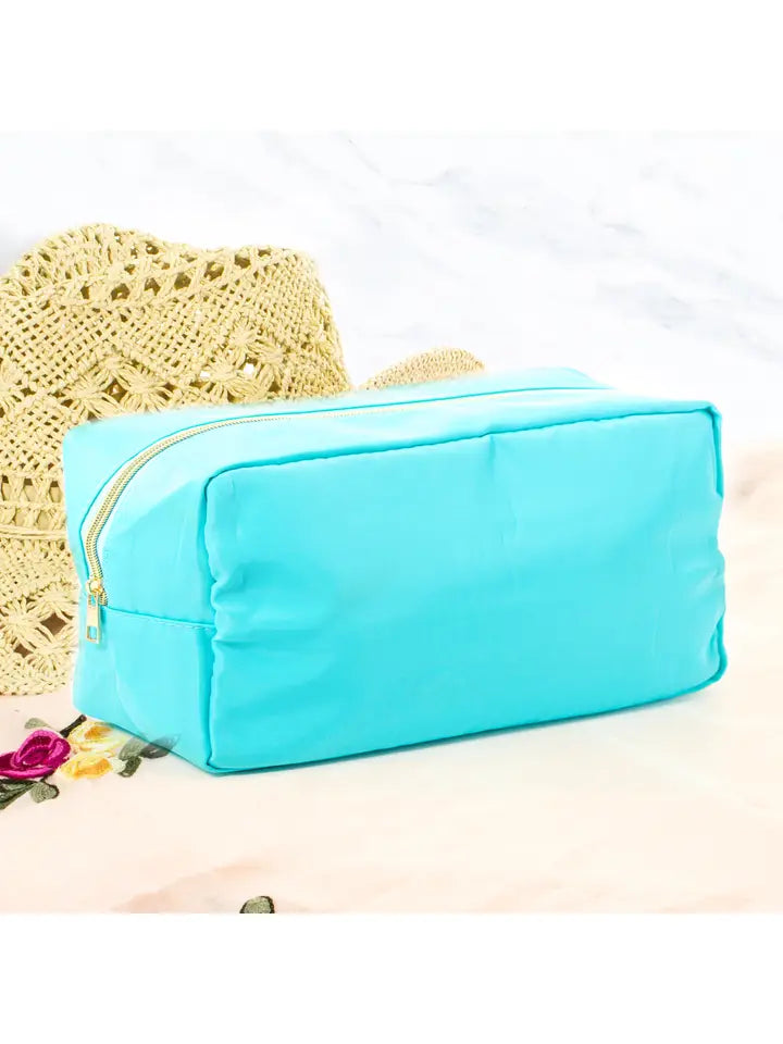 Suzie Q USA Large Colored Cosmetic Nylon Bag - Turquoise
