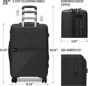 Feelway Luggage 24" Expandable Spinner - Black