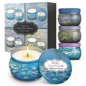 RainCaper Monet Water Lilies Scented Candle Collection Set of 4 Tins