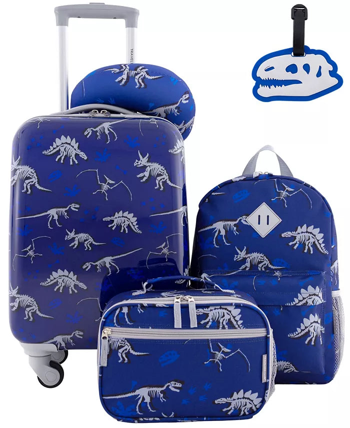 Travelers Club Kids 5 Piece Travel Luggage Set  - Dino Skele
