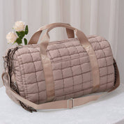 MiMi Quilted Puffer Weekender/Duffel Bag: Taupe