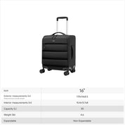 Luggex Underseat Carry-On 16" Soft Shell - Black