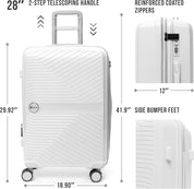 Feelway Luggage 28" Expandable Spinner  - White