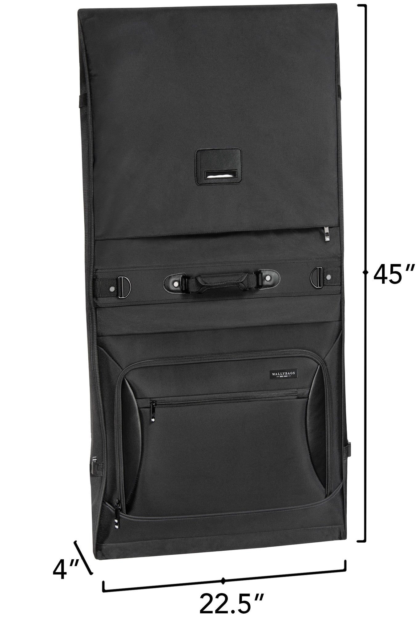 Wally Bags 45" Premium Garment Bag w/Shoulder Strap & Pockets - Black