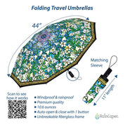 RainCaper Tiffany Field of Lilies Travel Umbrella – Compact, One-Touch Open & Close