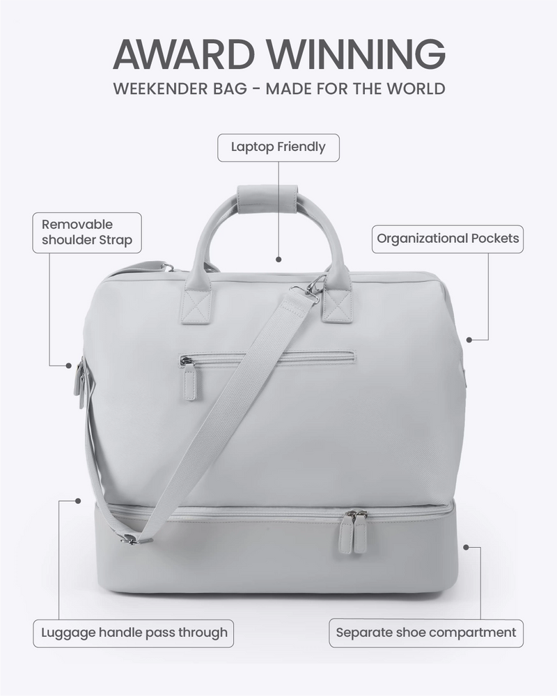 NOBL Travel Drop Bottom Weekender Bag - Silver