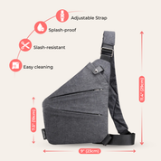 FlyHugz® Anti Theft Travel Crossbody Bag: Gray