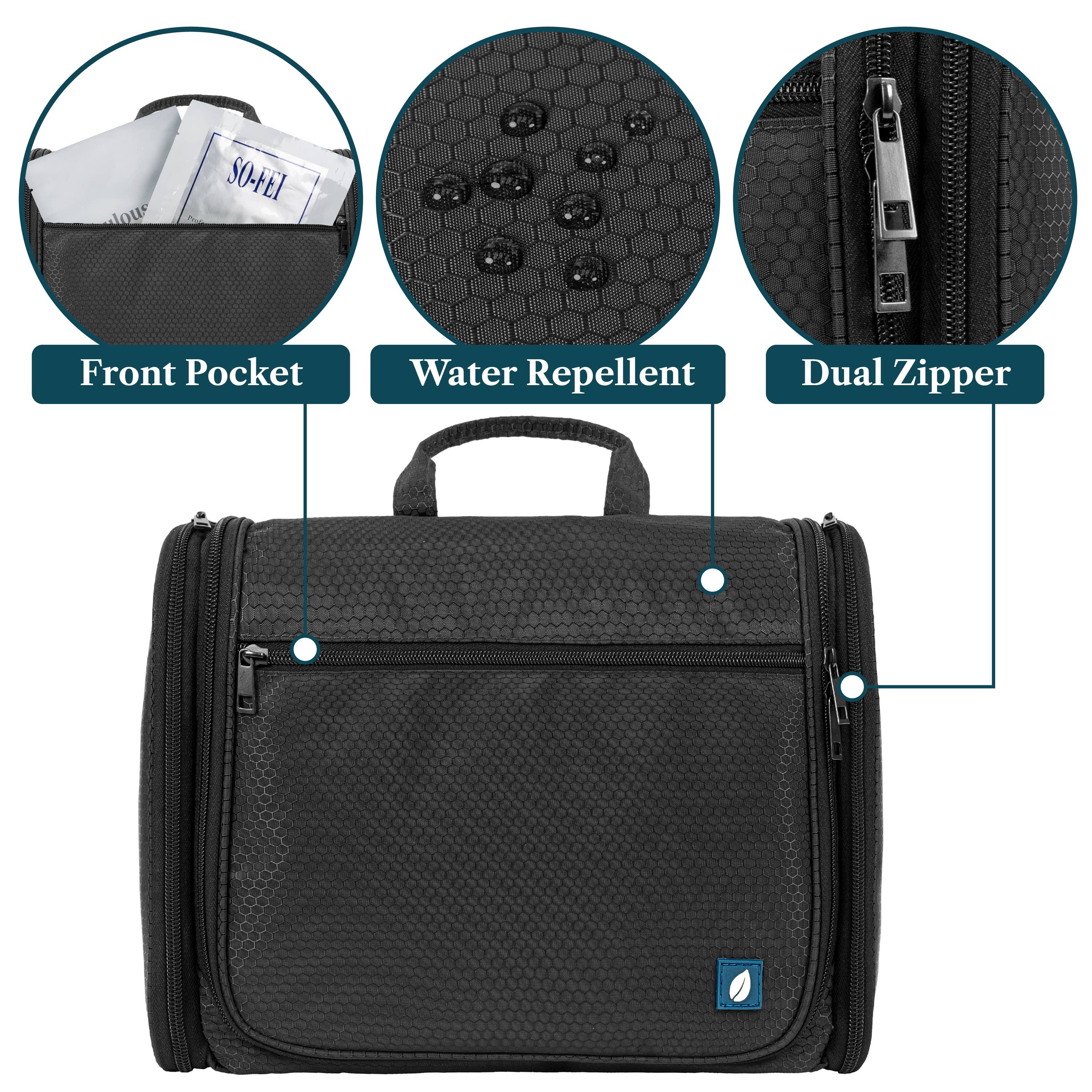Pavilia Classic Hanging Toiletry Bag: Black