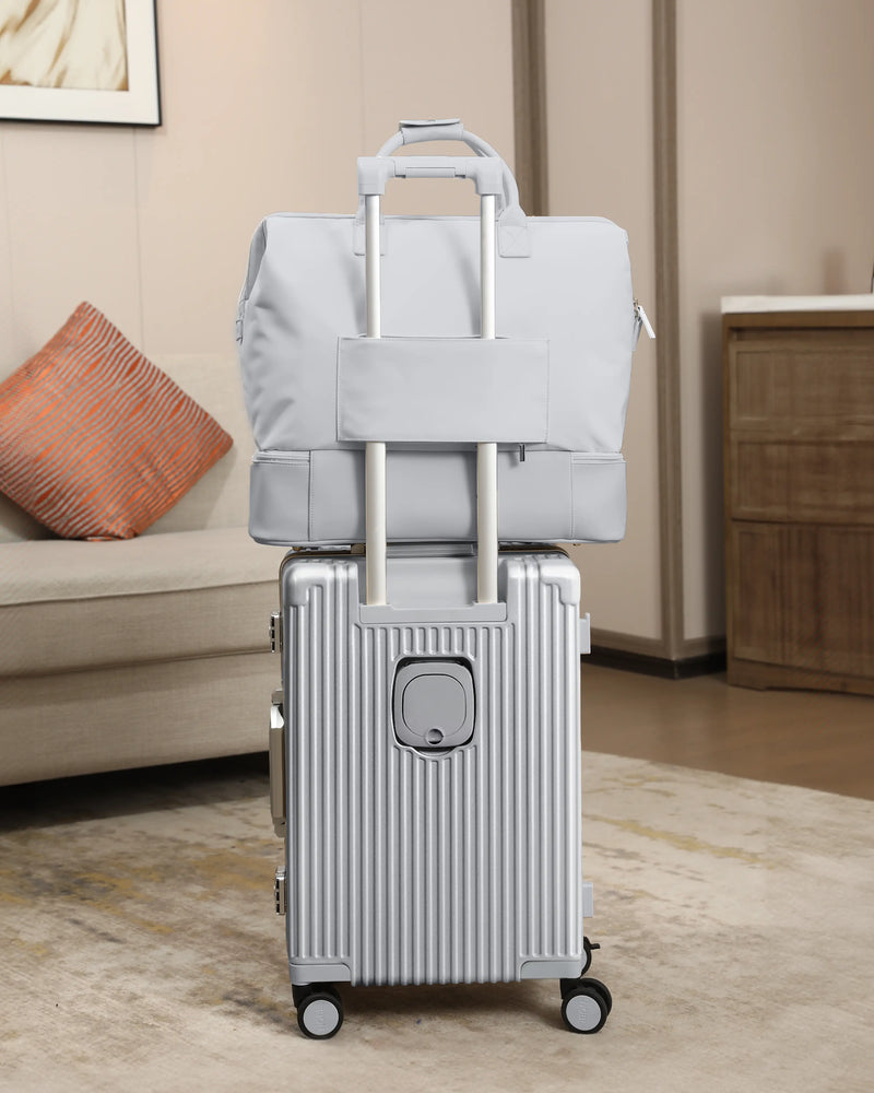 NOBL Travel Drop Bottom Weekender Bag - Silver