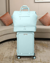NOBL Travel Drop Bottom Weekender Bag - Powder Blue