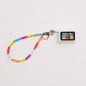 Mini Digital Camera with Beaded Lanyard: White