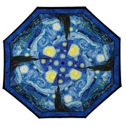 RainCaper Van Gogh Starry Night Travel Umbrella – Compact, One-Touch Open & Close