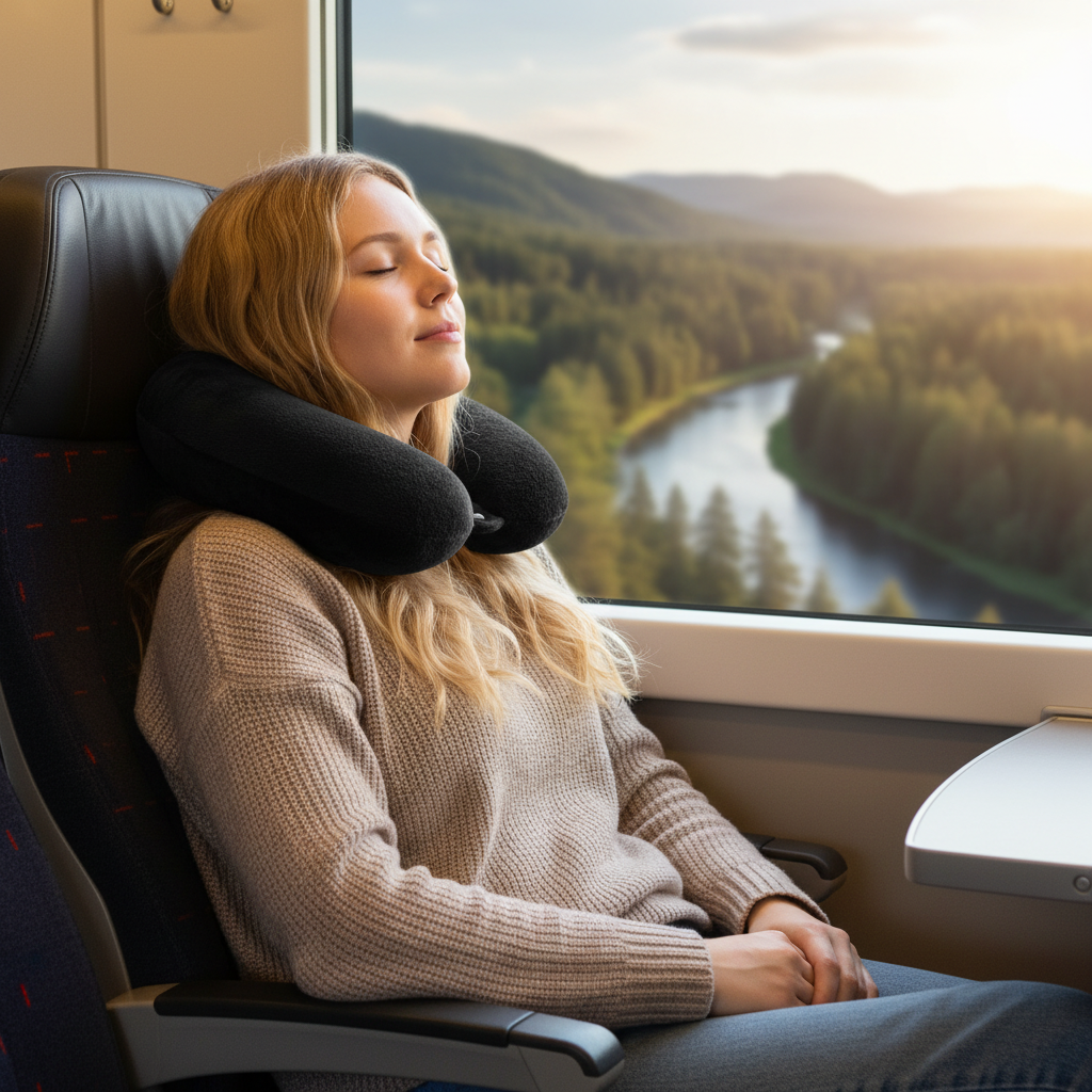 Wolf Essentials Fiber Filled Travel Neck Pillow - Navy