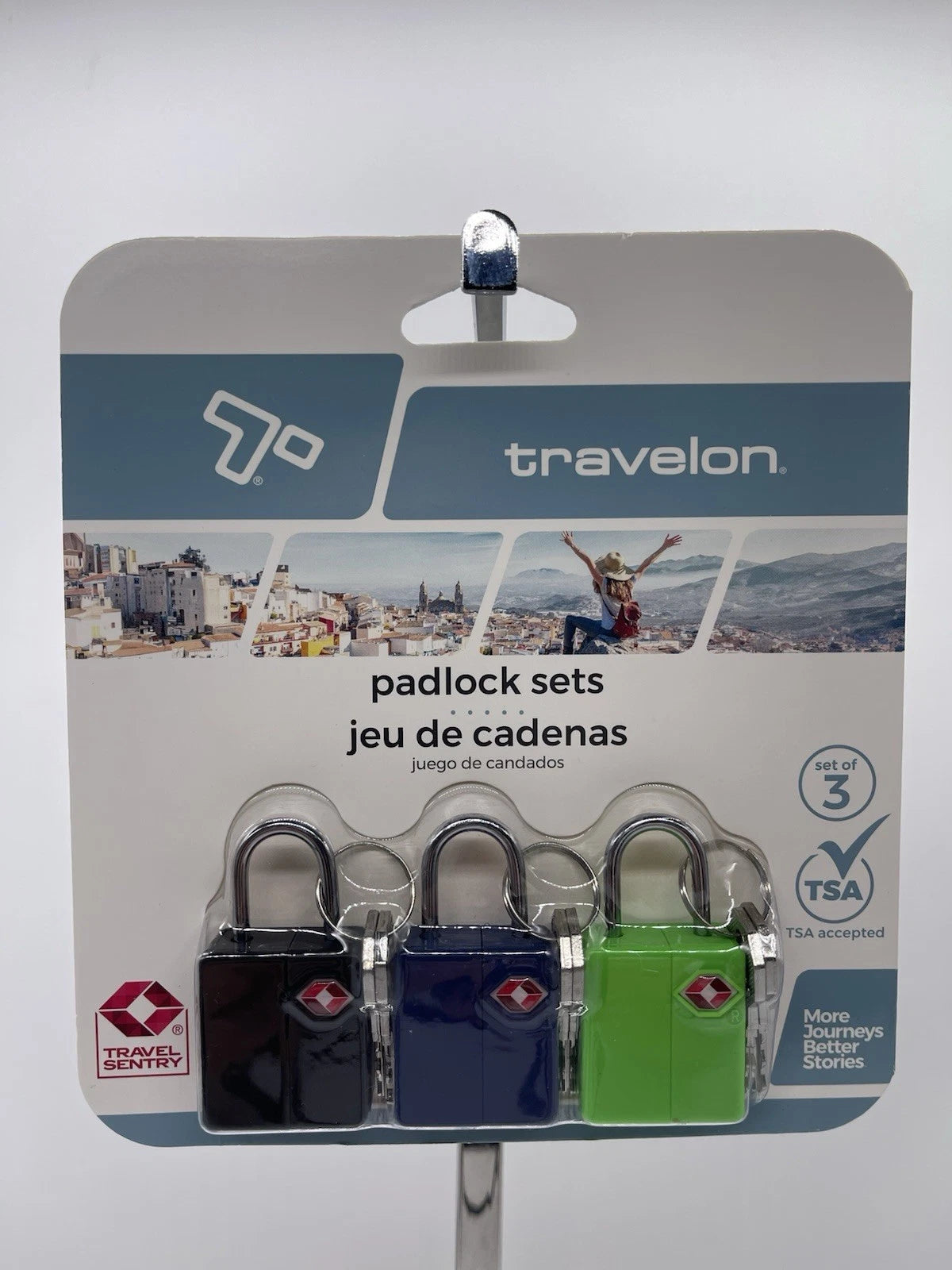 Travelon 3-Pack TSA Padlocks - Black, Blue & Green