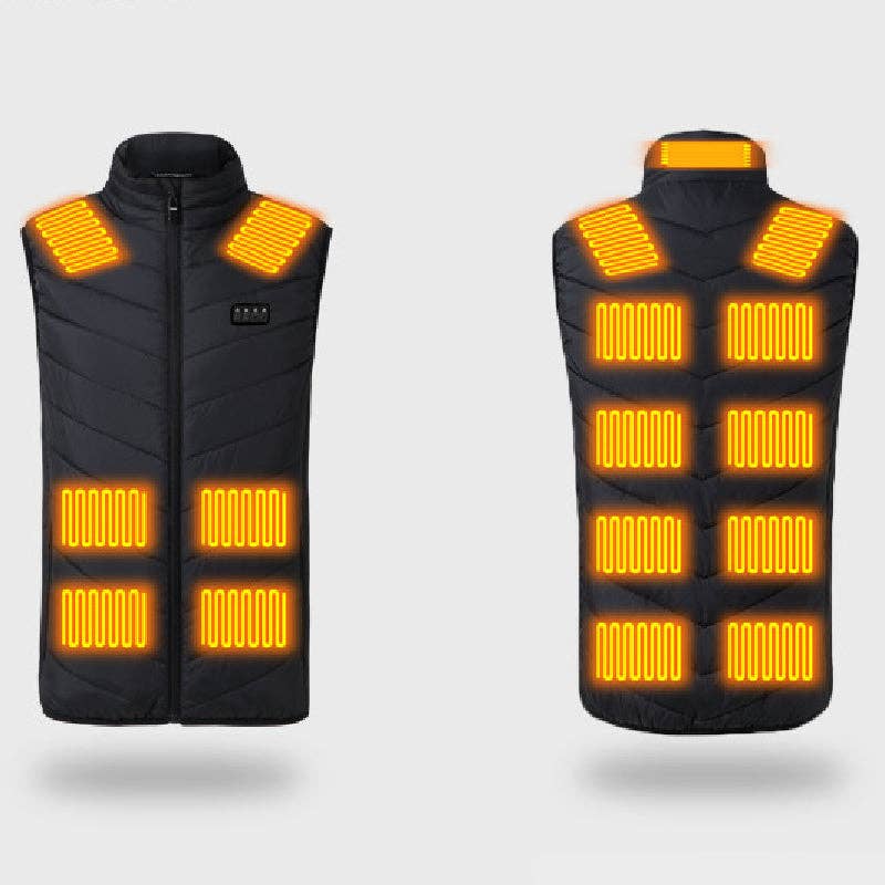Unisex Heated Down Vest – USB Rechargeable Warmth - Black / XL