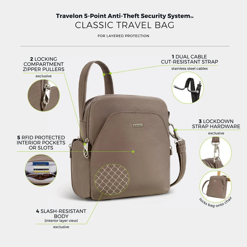 Travelon Anti-Theft Classic Travel Bag - Hazelnut