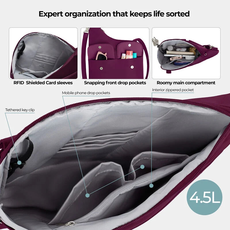 Travelon Anti-Theft Classic Crossbody - Burgundy