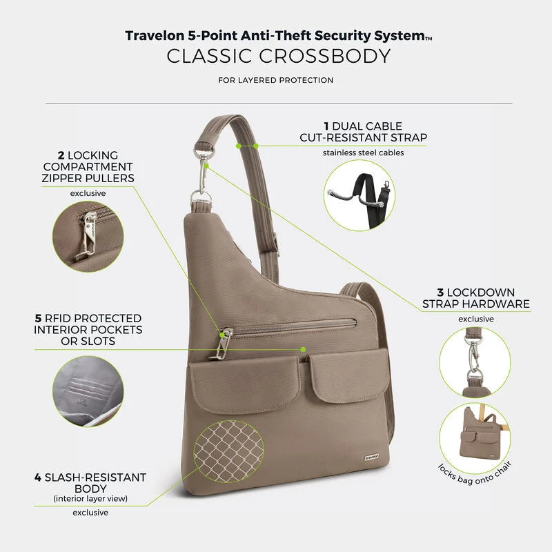 Travelon Anti-Theft Classic Crossbody - Hazelnut