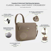 Travelon Anti-Theft Classic Small E/W Crossbody - Hazelnut