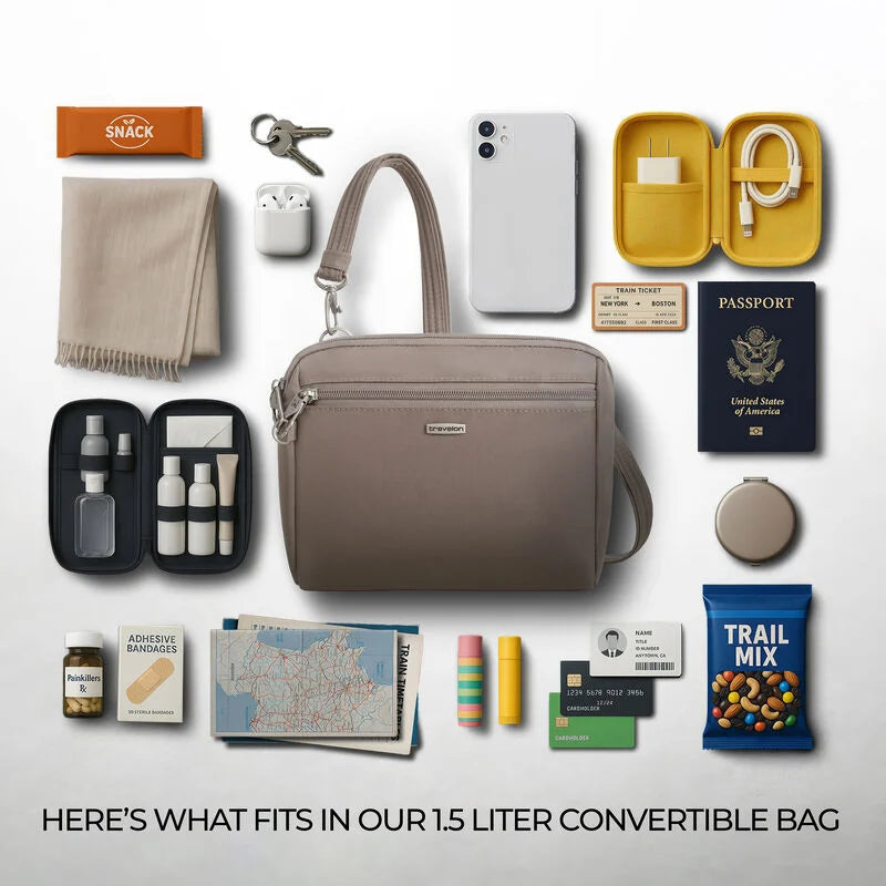 Travelon Anti-Theft Classic Convertible Crossbody and Waist Pack - Hazelnut
