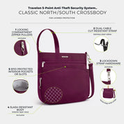 Travelon Anti-Theft Classic N/S Crossbody - Burgundy